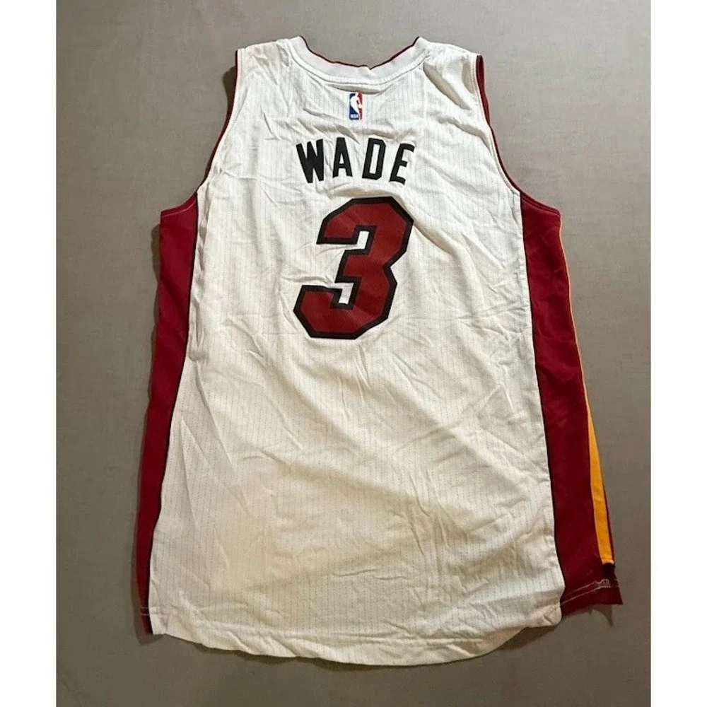 Miami Heat Dwyane Wade 3 Adidas‎ Basketball Jersey White Red Yellow Men's Large
